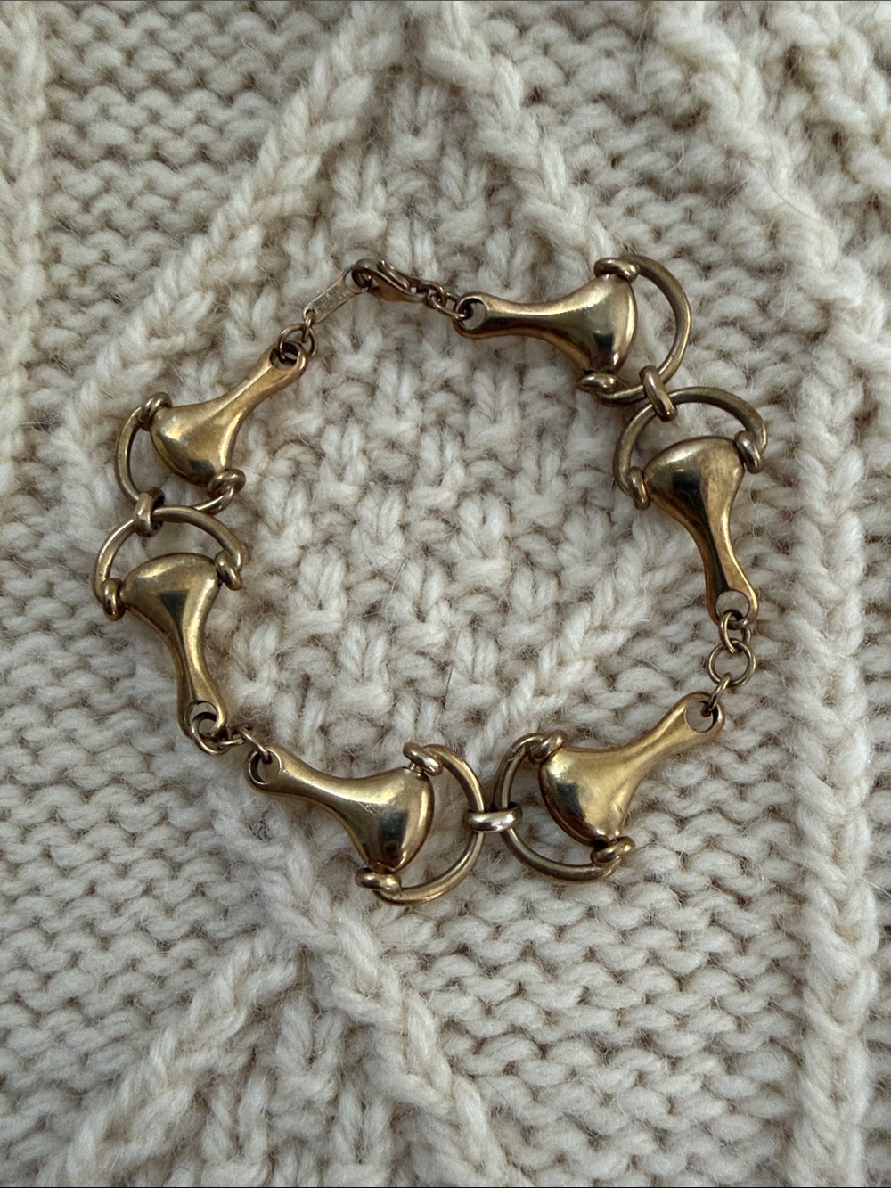 Vintage gold plated horse bit Linked equestrian bracelet
